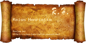 Reiss Henrietta névjegykártya
